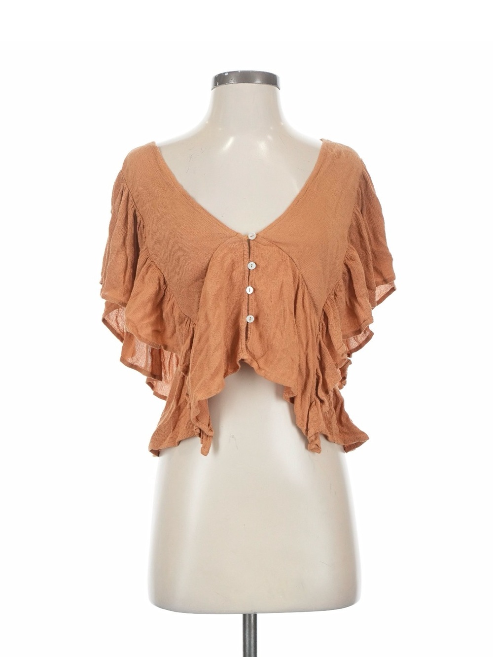 ILLA ILLA Rust Boho Ruffle Button Front Top | Open Back - Picture 1 of 7